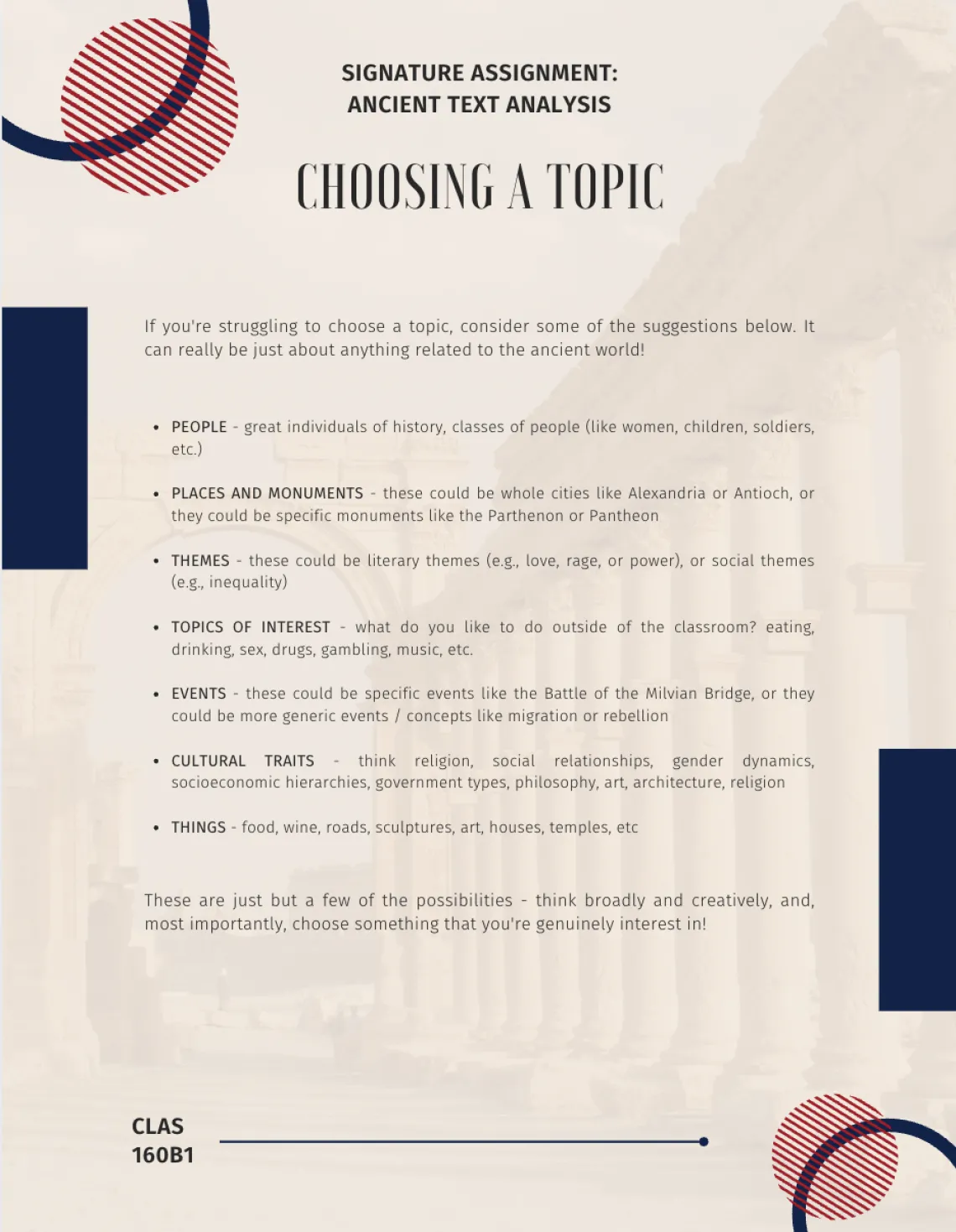 Choosing a topic instructions